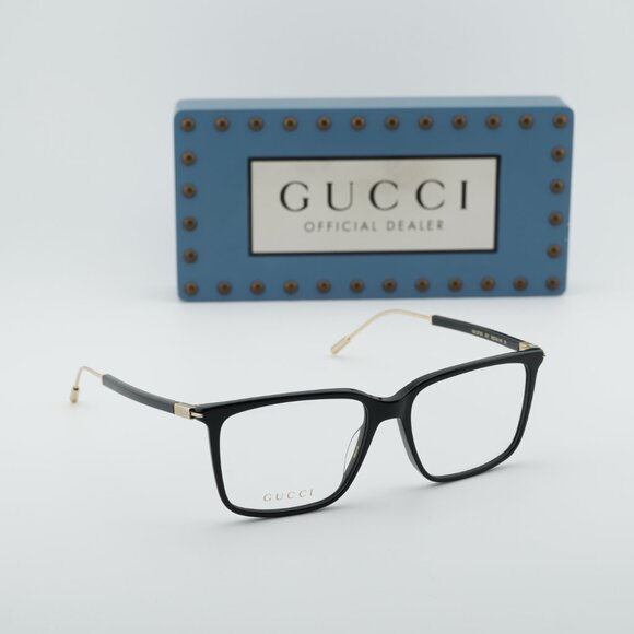 Gucci GG1273O 001 Rectangle Eyeglasses 56mm – Black/Gold - Picture 7 of 11
